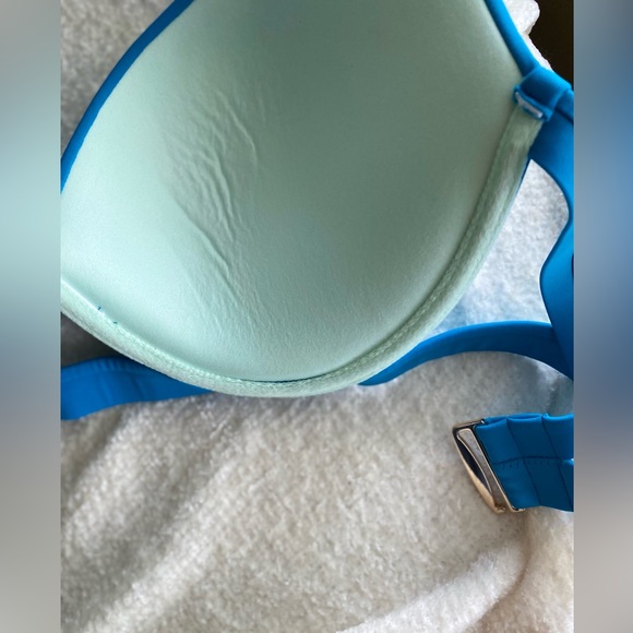 Victoria Secret NWOT Swim Bikini Top 36DD Hottie Halter Blue Push Up - Picture 4 of 10